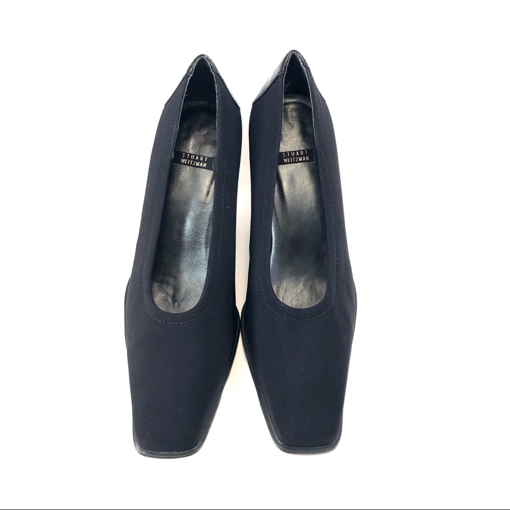 Stuart Weitzman 8 Black Textile & Patent Pump 8M